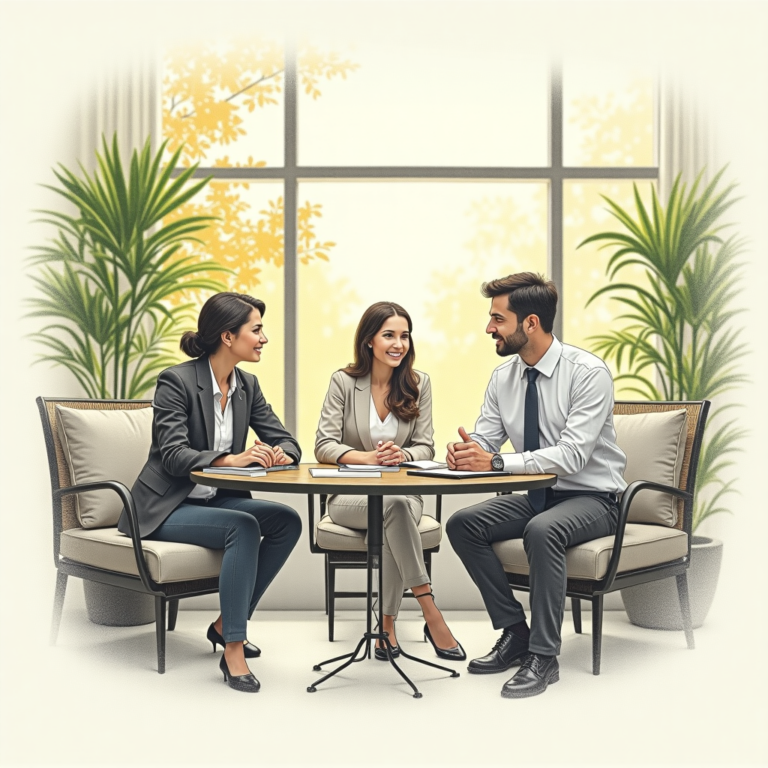 Biz employees are discussing business