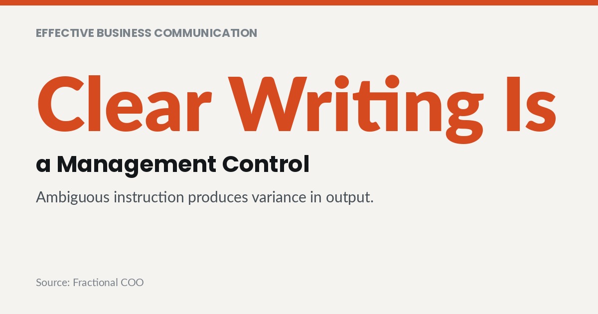 Clear Writing Is a Management Control. Ambiguous instruction produces variance in output.