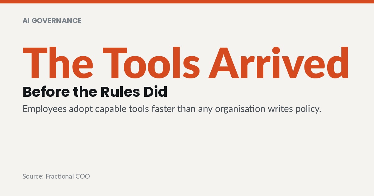 The Tools Arrived Before the Rules Did. Employees adopt capable tools faster than any organisation writes policy.